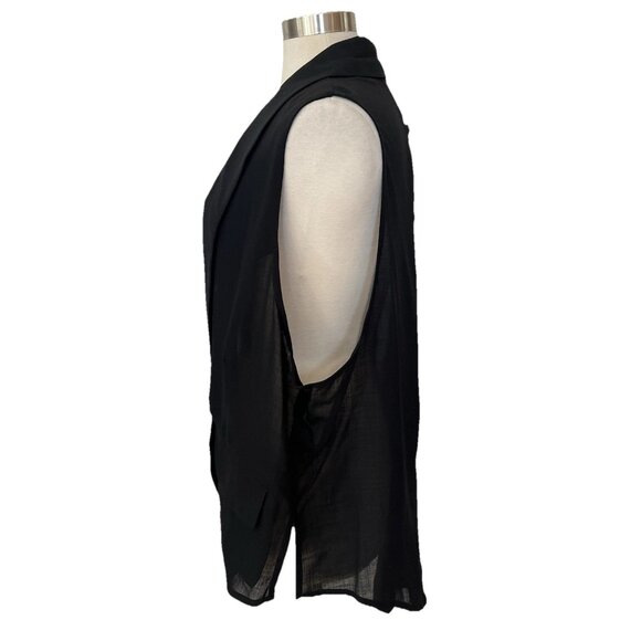 Ann Demeulemeester Vest S Women Black Wool Semi Sheer Button Collar Waistcoat 40 - Picture 4 of 8